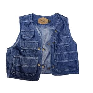 Woolrich Denim Womens Outdoor Utility Hiking Camping Fishing Vest Size Medium